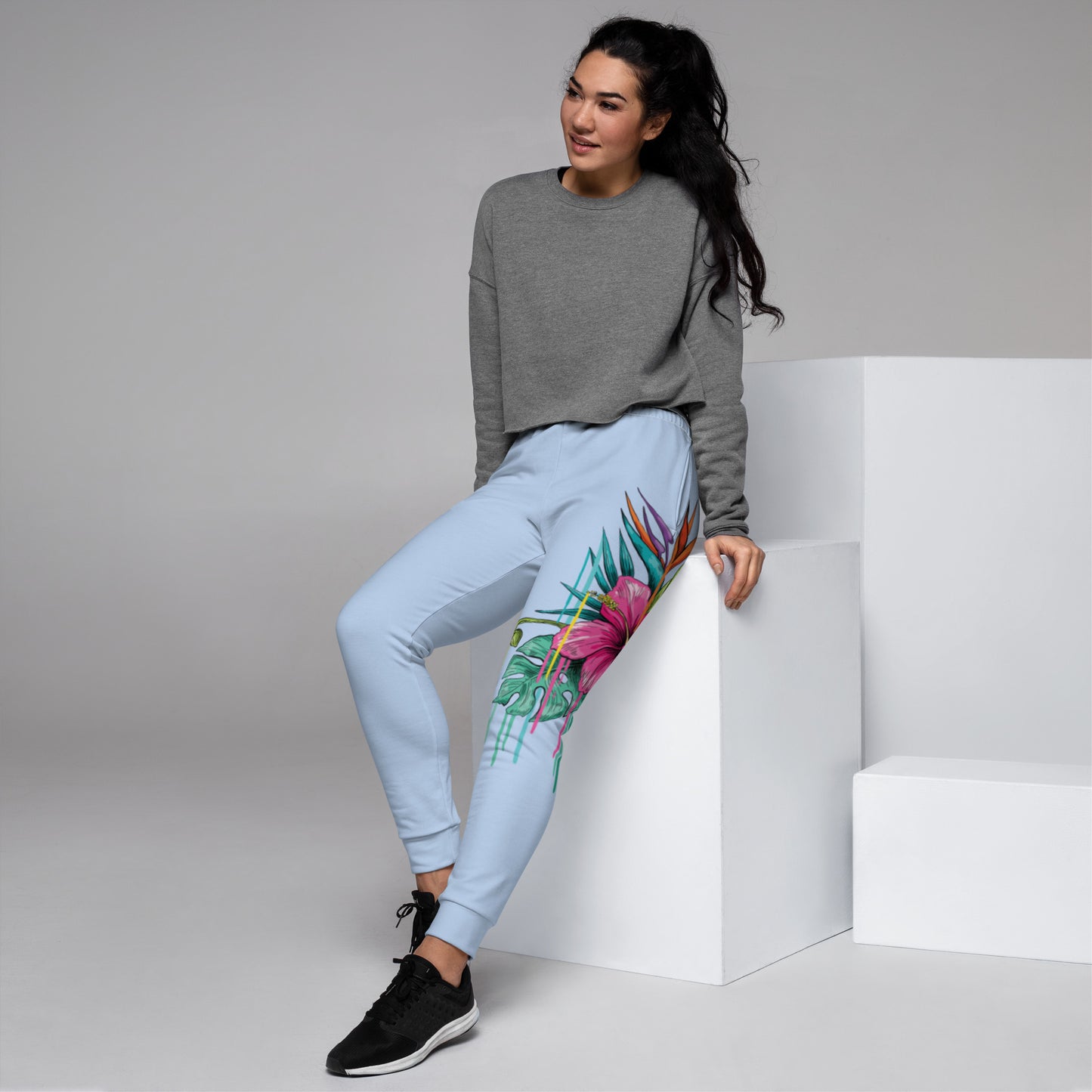 Women's Joggers - Pink Hibiscus