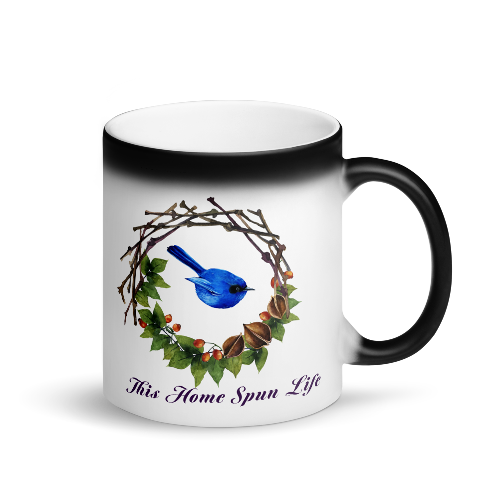 Glossy Black Magic Mug - Bluebird