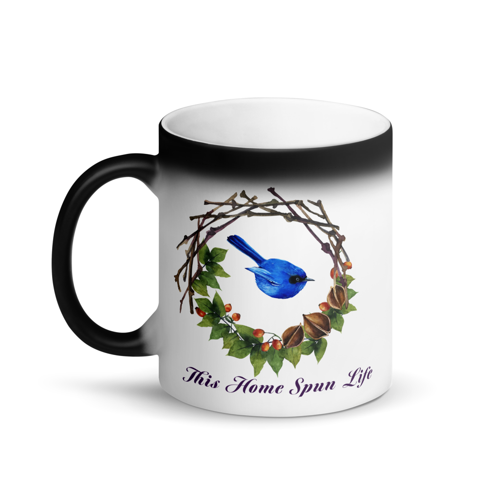 Glossy Black Magic Mug - Bluebird